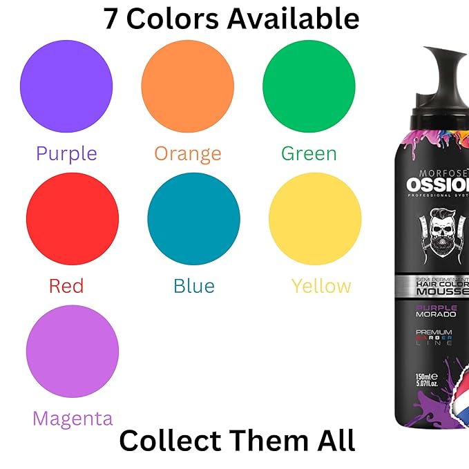 Morfose Ossion Semi Permanent Hair Color Mousse, 5.07 Fl Oz (Purple, 5.07 Fl oz)