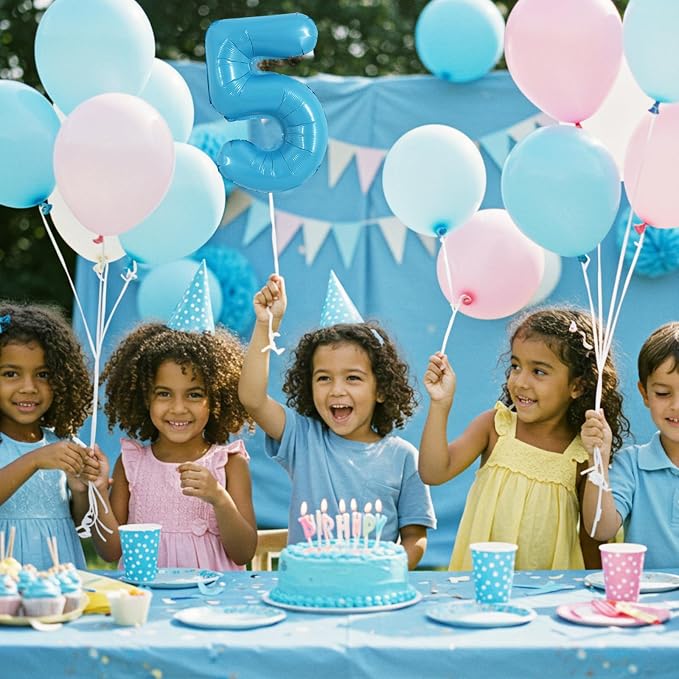 TONIFUL Number Balloon 16Inch 10 Pcs Baby Blue 0-9 Birthday Number Balloons | - Image 3