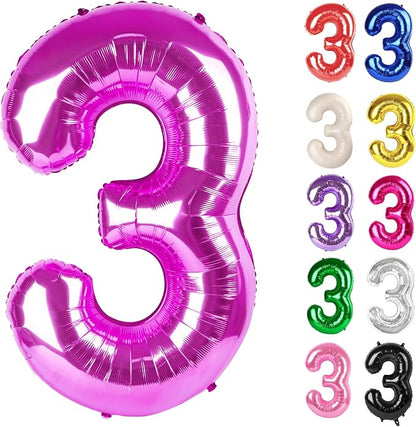 Rosy Purple Number 3 Balloon 40 Inch by IWERP