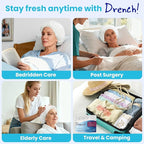 Drench! No Water Hair Washing Cap - Waterless Shower Caps with Shampoo and Conditioner - Disposable Rinse Free Wash Aids - Ideal for Elderly and Disabled - Pack of 12