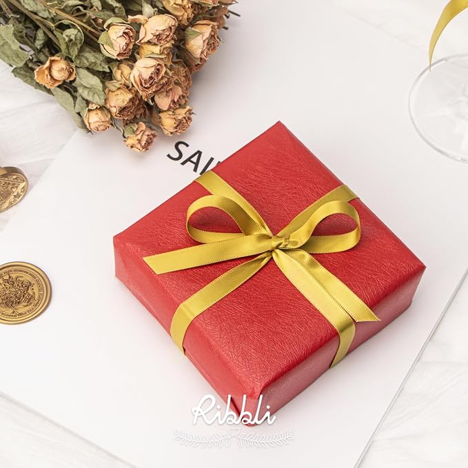 Ribbli Double Faced Gold Satin Ribbon, 3/8” x Continuous 25 Yards, Use - Image 2