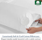 California Design Den Heirloom Soft, Smooth & Thick Certified 800 Thread Count 100% Cotton Sateen, 2 White Standard Pillowcases Fits Standard & Queen Size Pillows (Bright White)