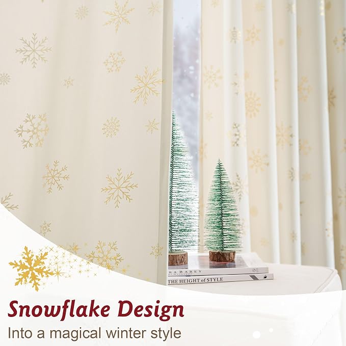 Beauoop Christmas Cream Velvet Curtains - Image 8
