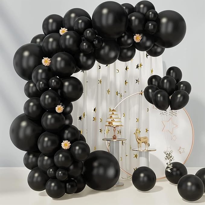 EMART Black Balloons 12 Inch 100pcs, Latex Balloons - Image 6