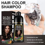 Instant Dark Brown Hair Dye Shampoo for Gray Hair - Long Lasting Herbal Formula, Colors in Minutes, 3 in 1 for Women and Men, 17.6 FL OZ