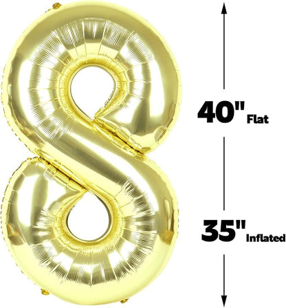 Champagne Gold Number 8 Balloon 40 inch, Balloon numbers party supplies - Image 3