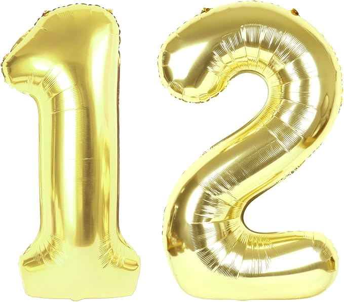 12 Balloon - Champagne Gold Birthday Number Balloons, 40 Inch Decorations | by ALPHADELTAPI