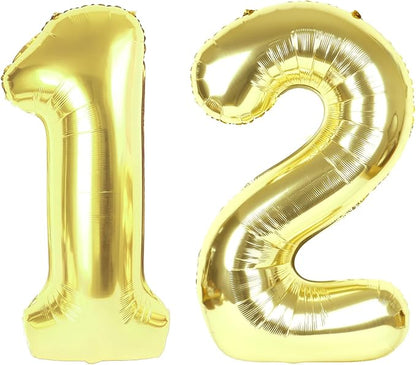 12 Balloon - Champagne Gold Birthday Number Balloons, 40 Inch Decorations | by ALPHADELTAPI