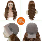 13x6 Body Wave Lace Front Wigs Human Hair Chocolate Brown Wig Human Hair Pre Plucked With Baby Hair 180 Density 4# Colored Brown HD Lace Frontal Wigs for Women 30Inch