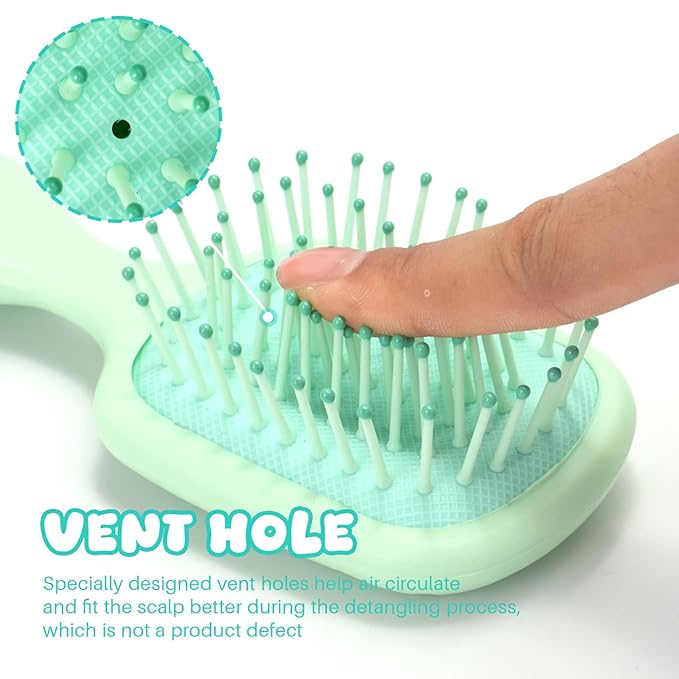 Mini Hair Bursh for Women Men and Kids, Protable Travel Size Hair Brush for Pockets Purses, Mini Detangler Brushes for All Hair Types, Small Paddle Brush for Detangling(Green)