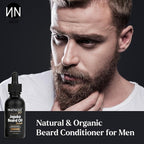 Natnique Beard Care Gift Set – Organic Jojoba Beard Conditioner with Vitamin E & Tea Tree + Vegan Beard Brush – Natural Moisturizer & Grooming Kit for Men – Softens, Hydrates & Reduces Itch