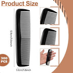 SHENLIU 300 Pieces Black Hair Combs Bulk Plastic Pocket Comb 5 Inch Reusable Hair and Travel Wide and Fine Tooth Combs for Women Men Beard Styling Dressing