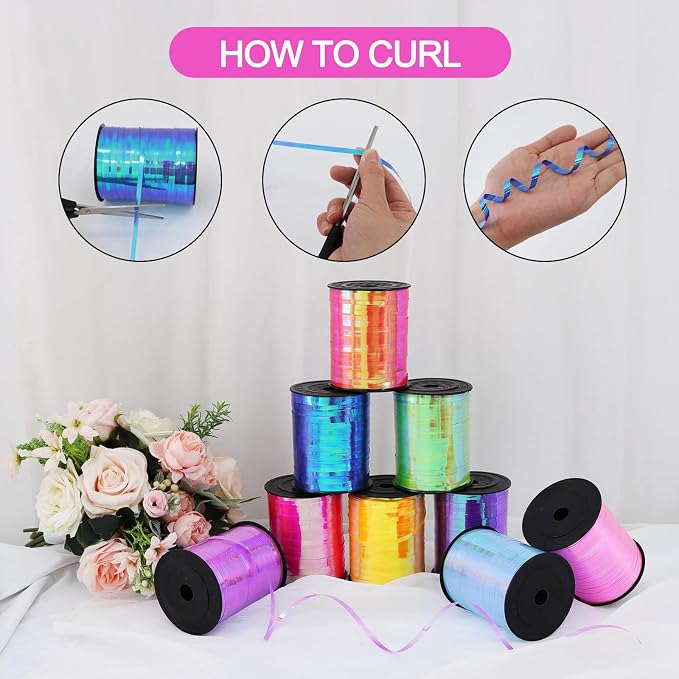 TONIFUL 500 Yards Iridescent Rose Red Curling Ribbon Balloon String | - Image 3