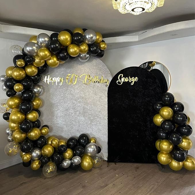 Jobkoo Black Gold Balloons, Metallic Gold Silver Black Latex Balloon - Image 7