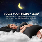 Silk Pillow Cases 2 Pack King Size Mulberry Silk Pillowcase Set of 2 for Hair & Skin 36 x 20 Inches 22 Momme Both Sided Grade 6A Silk Soft Breathable Cooling with Hidden Zipper, Black