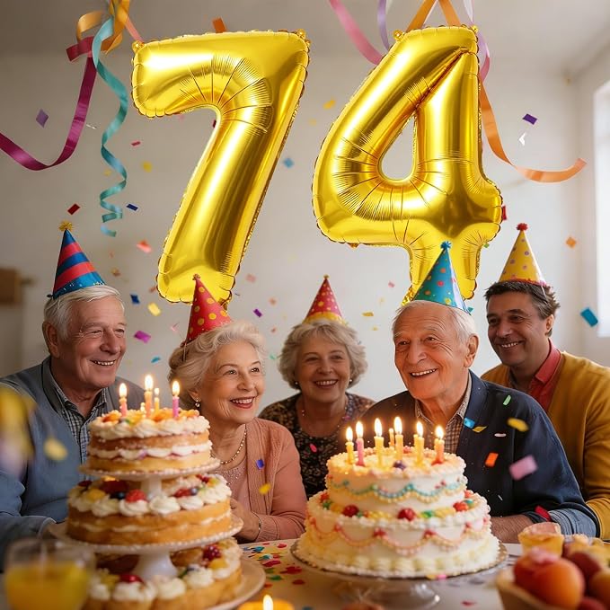 40 Inch Number 74 Balloons for 74th Birthday Party Decorations, 0-100 Gold - Image 2