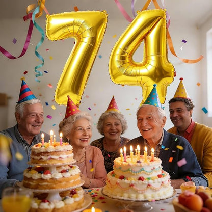 40 Inch Number 74 Balloons for 74th Birthday Party Decorations, 0-100 Gold - Image 2