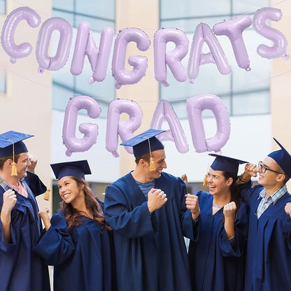 16 Inch Pastel Purple Congrats Grad Banner Balloons, Pastel Purple Congrats - Image 5