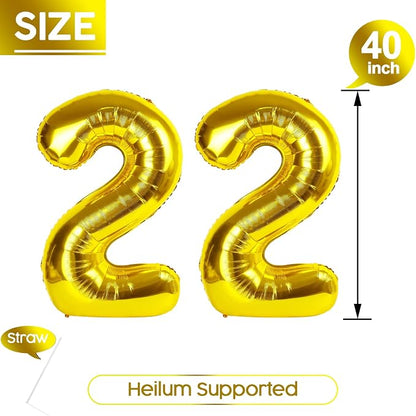 22 Balloon - Gold Birthday Number Balloons, 40 Inch Decorations Men Women | - Image 5