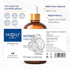 HIQILI Nutmeg Essential Oil 3.38 Fl Oz, Pure Natural Nutmeg Oil for Aromatherapy, Diffuser - 100ml