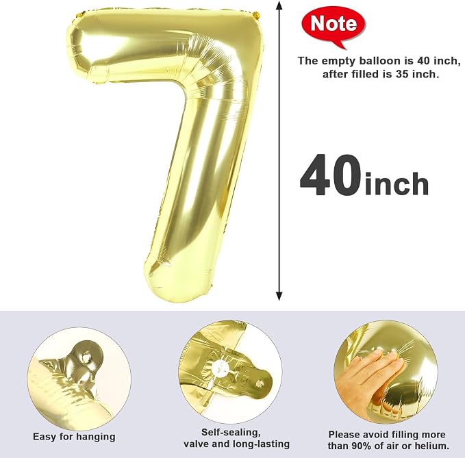 7 Balloon Number 40 Inch Light Gold Balloons - Image 5