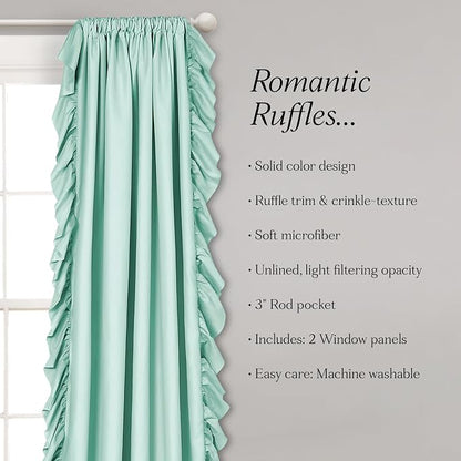 Lush Decor Reyna Ruffle Window Curtain Panel Set, Light Blue - Image 7