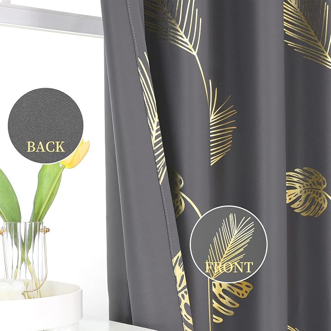 Dark Grey Blackout Curtains Energy Saving Light Blocking Curtains - Image 3