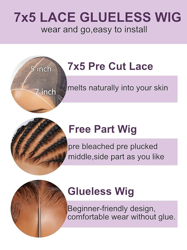 YIROO Burmese Bye Bye Knots Curly Wig Human Hair with Finger Coil Ends,Glueless Wig Human Hair Pre Plucked Pre Cut 7x5 Lace Front Wig Pre Bleached Wear and Go Beginner Friendly 150% Density 22Inch