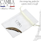 Camila Paris CP3872 French Hair Barrette Clip Oval Ligth Brown and Gold, Strong Hold Grip Hair Clips for Women, No Slip Rubberized Metal Closure, Durable Styling Girls Hair Accessories, Made in France