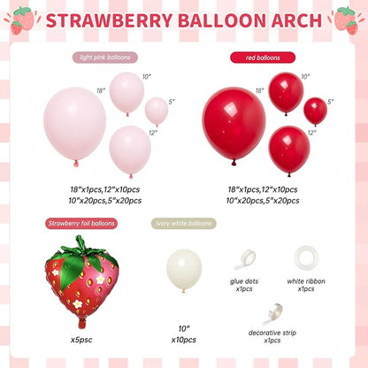 120pcs Strawberry Balloon Arch Garland Kit - Image 2