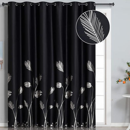 Black Blackout Curtain for Sliding Glass Door 80W x 84L Inch Thermal Insulated by ESTELARTEXTILER