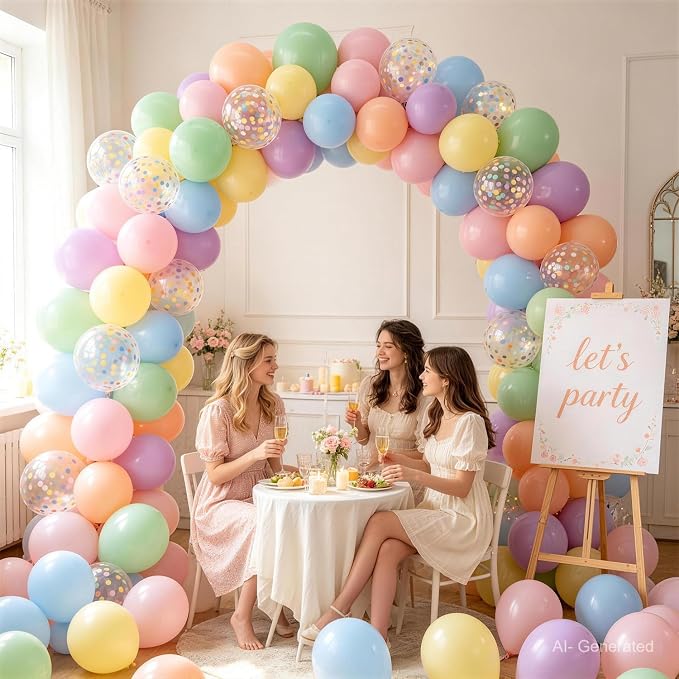 Zesliwy Pastel Colorful Balloons Set, Party Decorations | Pastel Rainbow Balloon - Image 7