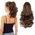 Ponytail Extension, Clip on Ponytails for Women, 12" Claw Clip in Short Curly Wavy Pony Hair Extension for Women - Light Golden Brown