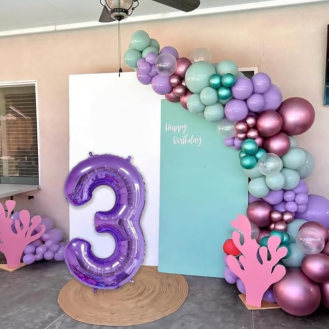 Purple 2 Balloon Number, 40 Inch Number 2 Balloon Big Purple 2 Foil Mylar - Image 3
