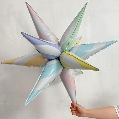 32 Inch Macaron Candy Star Balloons-6 Pastel Colors Swirl Foil Balloons - Image 2