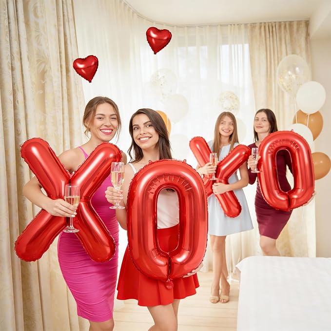 40 Inch Large Red XOXO Balloons, XOXO Letters Foil Balloons - Image 6