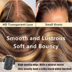 13x6 Ombre HD Lace Front Wigs Human Hair Highlight Wig 220 Density Body Wave Wig Pre Plucked Honey Blonde Lace Front Wig P4/27 Colored for Women Human Hair Wig 24 Inch