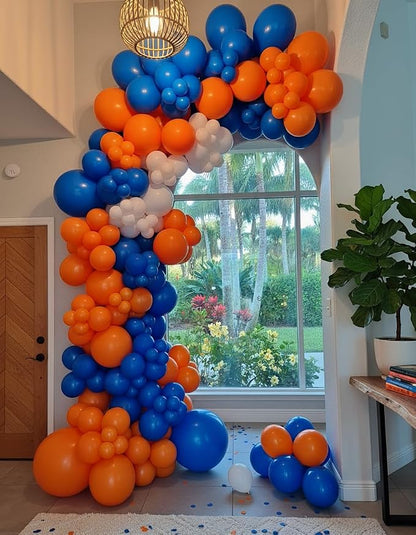 Blue and Orange White Balloon Arch Kit, Different Size Balloons - Image 3
