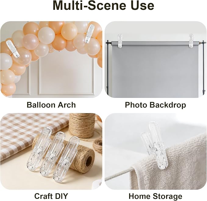 40 Pcs Clear Plastic Spring Clamps Backdrop Clips | Anti Slip Spring Clips 1.7 - Image 6