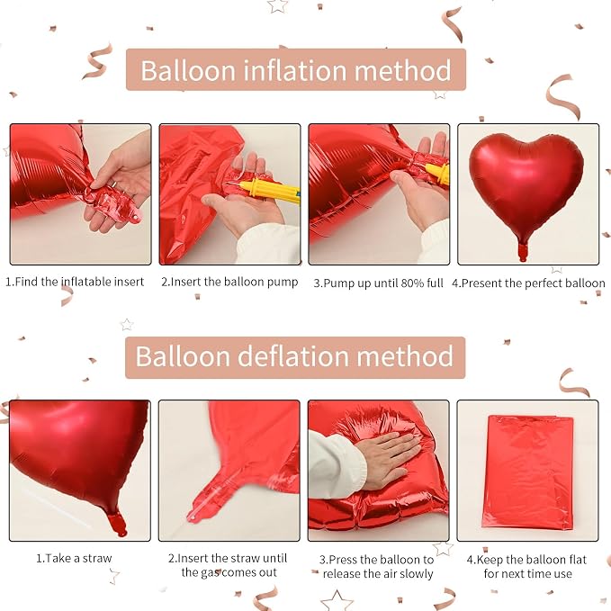 Rose Gold and Pink Heart Balloons, 18 Inch Hot Pink Heart Shape Balloons Foil - Image 3