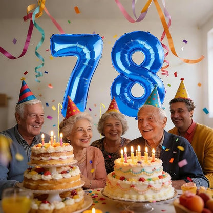 40 Inch Number 78 Balloons for 78th Birthday Party Decorations, 0-100 Dark Blue - Image 2