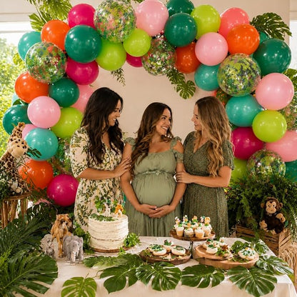 Tropical Balloons, Hot Pink Lime Green Orange Metallic Latex Balloon Palm - Image 8