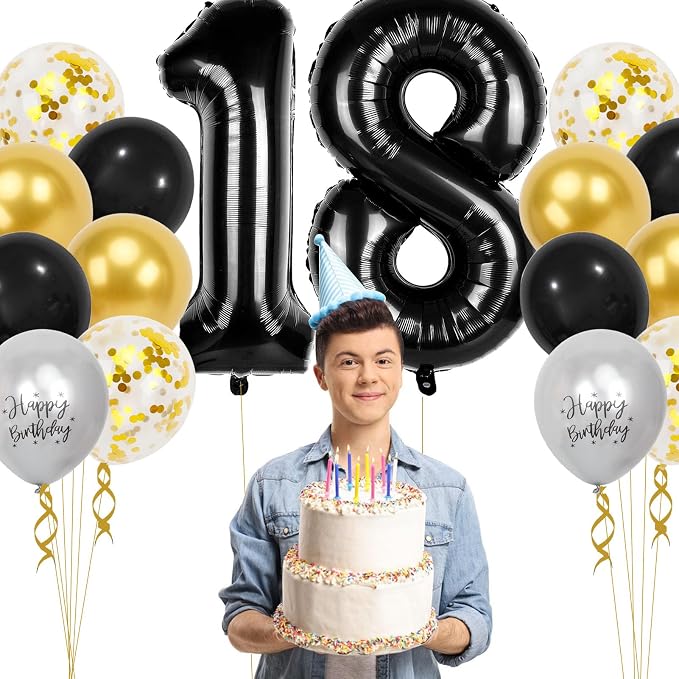 18th Birthday Decorations for Boys, 40 inch 18 Balloon Numbers - Image 5