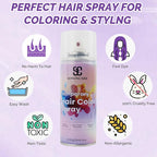 Purple Temporary Hair Color Spray, SOVONCARE Natural Hair Wax Dye Spray for Kids Halloween, Christmas Party, Cosplay -On 1-Day Washable 120ML
