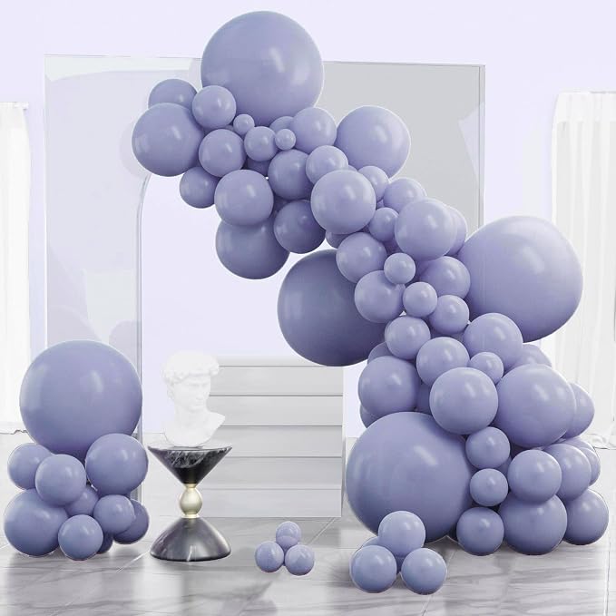 PartyWoo Dusty Blue Balloons 140pcs Boho Dusty Purple Muted Lavender Color | 18 by PartyWoo