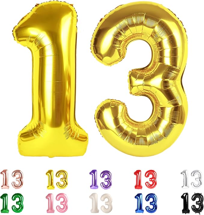 13 Balloon Numbers 40Inch for 13th Year Old Birthday Decorations, Inflation by Mluchee