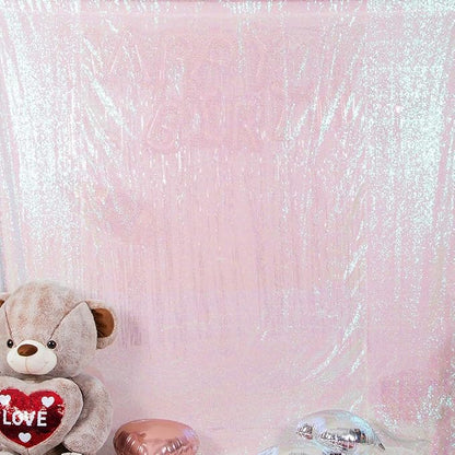 JYFLZQ White Iridescent Sequin Backdrop Curtains 4ft x 6.5ft 1 Panel Glitter - Image 2