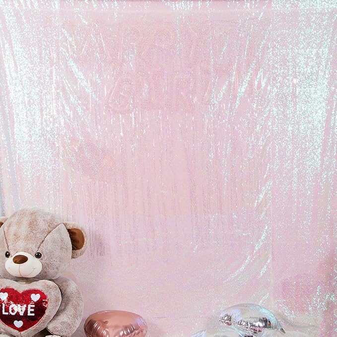 JYFLZQ White Iridescent Sequin Backdrop Curtains 8ft x 8ft 1 Panel Glitter - Image 2
