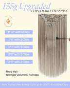 Full Shine Clip in Extensions Ash Blonde Highlighted Bleach Blonde Remy Clip in Hair Extensions for Volume Thick Real Human Hair 135 G 18 Inch 7 Pcs