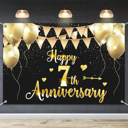 HAMIGAR 6x4ft Happy 7th Anniversary Banner Backdrop by HAMIGAR